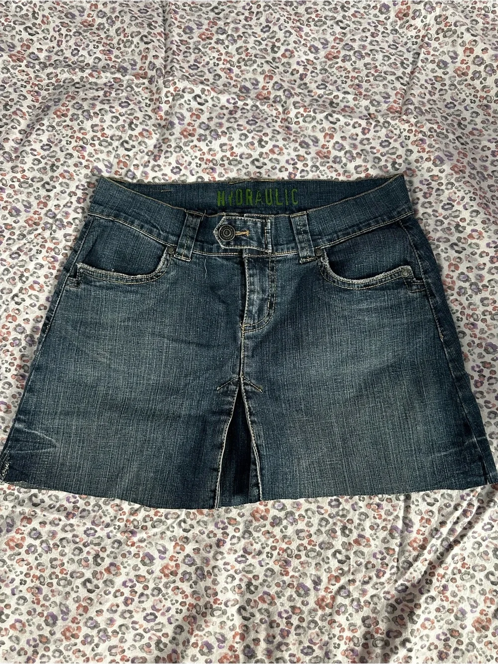 Hydraulic Dark Blue Denim Mini Skirt